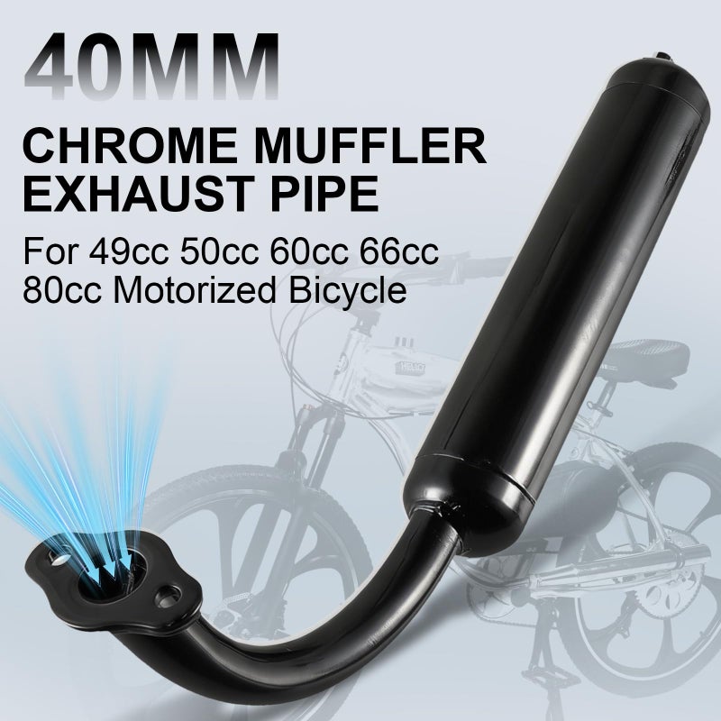 sthus 40mm Black Muffler Stock Exhaust Pipe for 49cc 50cc 60cc 66cc 80cc Motorized Bicycle 2-Stroke - Image 2